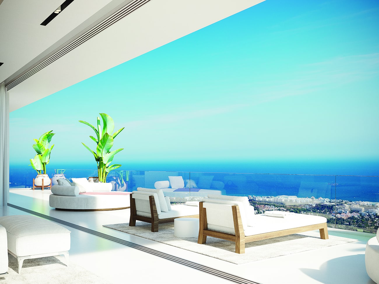 The master bedroom terrace enjoys fabulous views over the Mediterranean