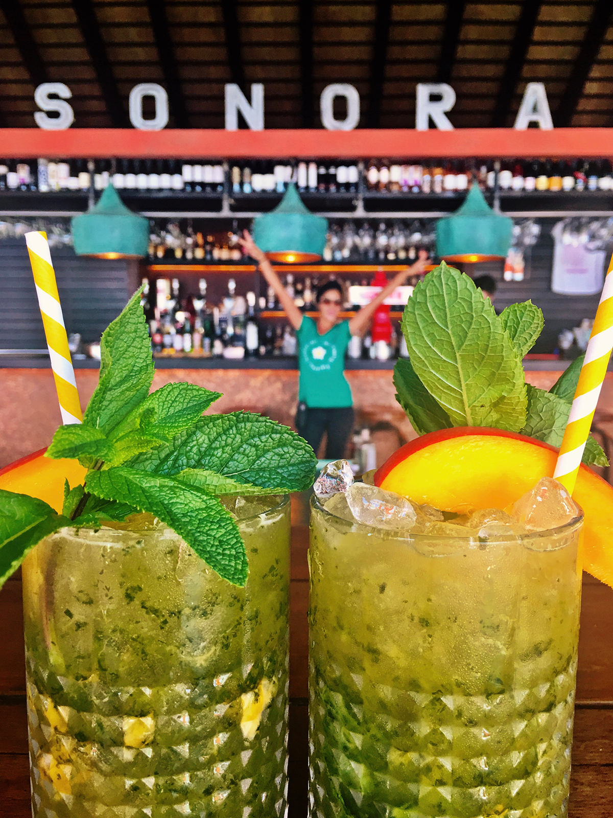 Sonora serve absolutely wonderful cocktails - note the use of paper straws, Sonora prides itself on being environmentally friendly