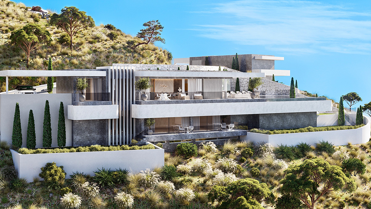 The villas at Vista Lago Residences, Marbella are an integral part of the land