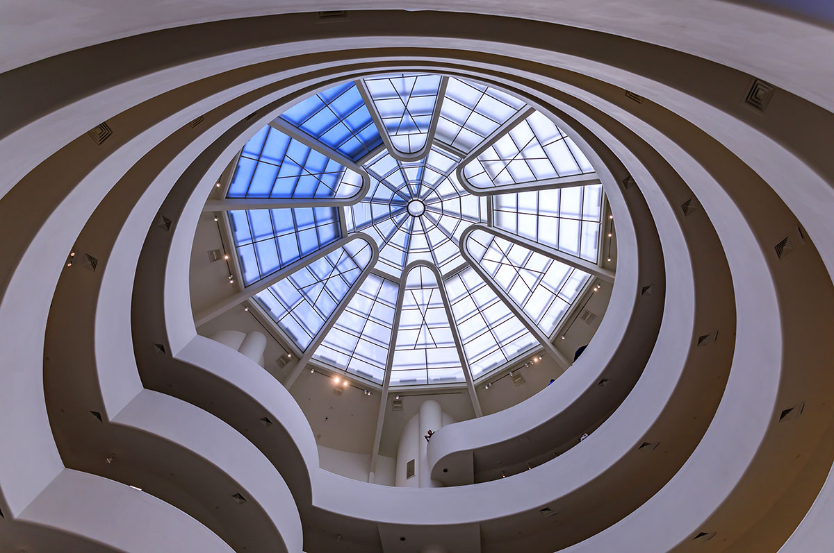 Guggenheim Museum, winding staircase with glass rooftop