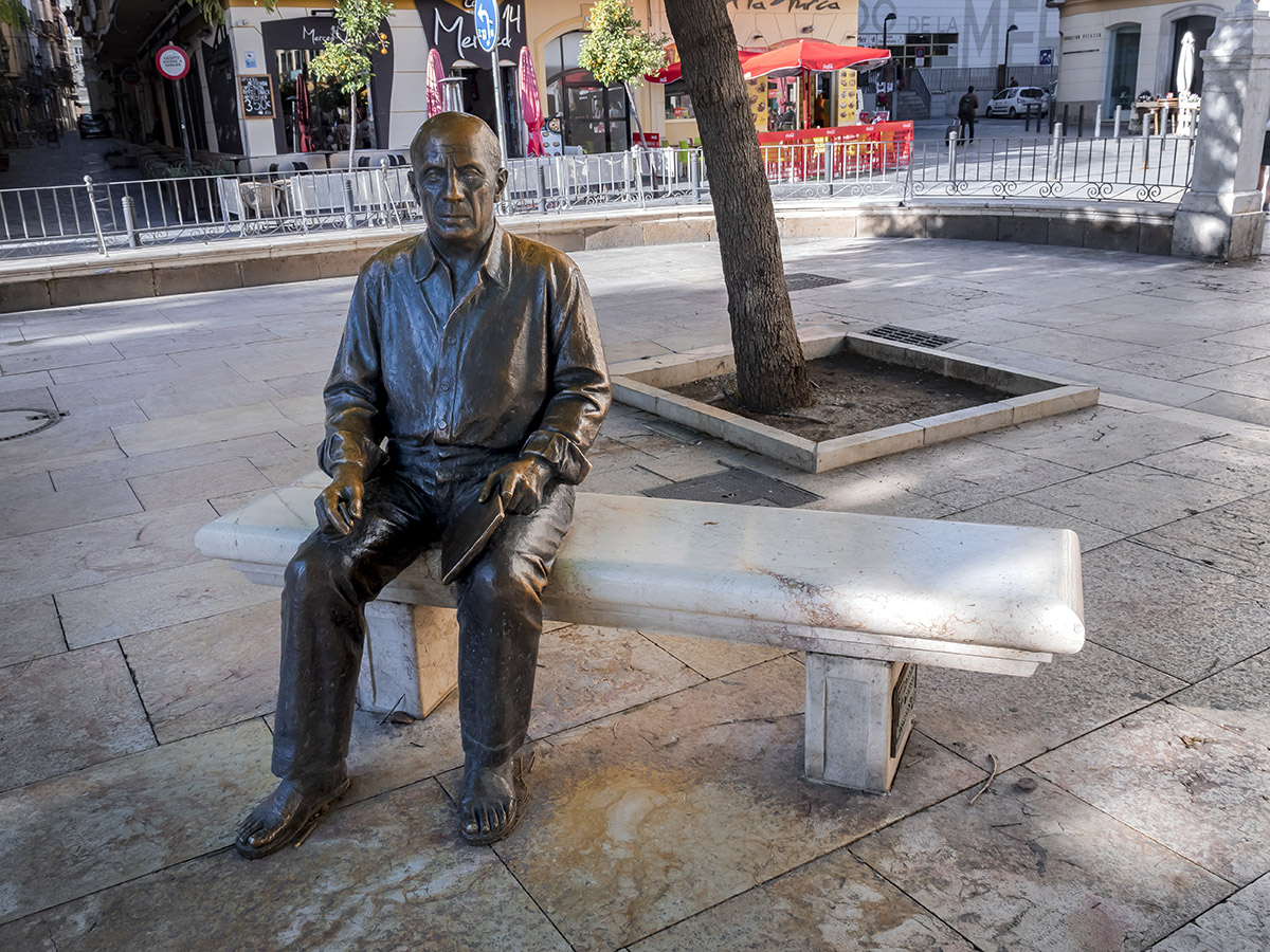 Picasso statue in Plaza de la Merced