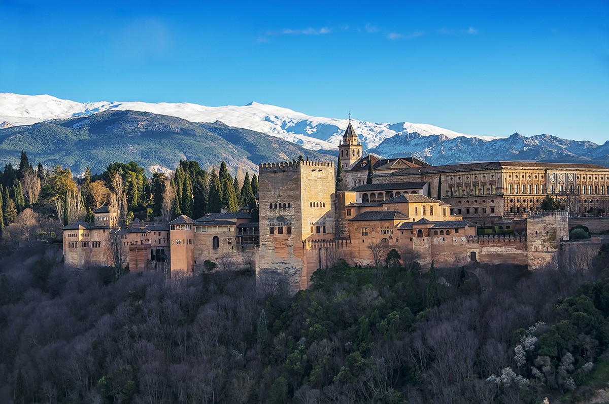 Sierra Nevada behind the Alhambra in Granada
