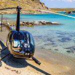 A helicopter on a beach