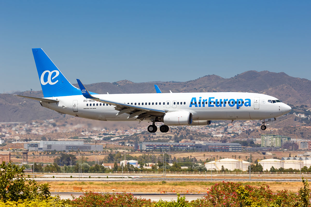 Air Europe lands at Malaga airport