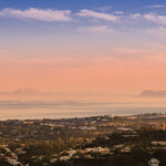 Views at sunset to Gibraltar and Africa