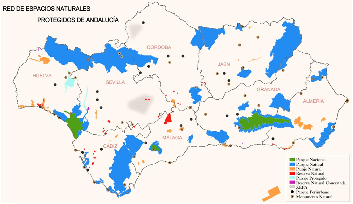 Natural protected spaces in Andalucía