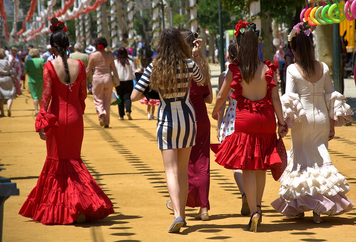 Girls in Feria dress walking