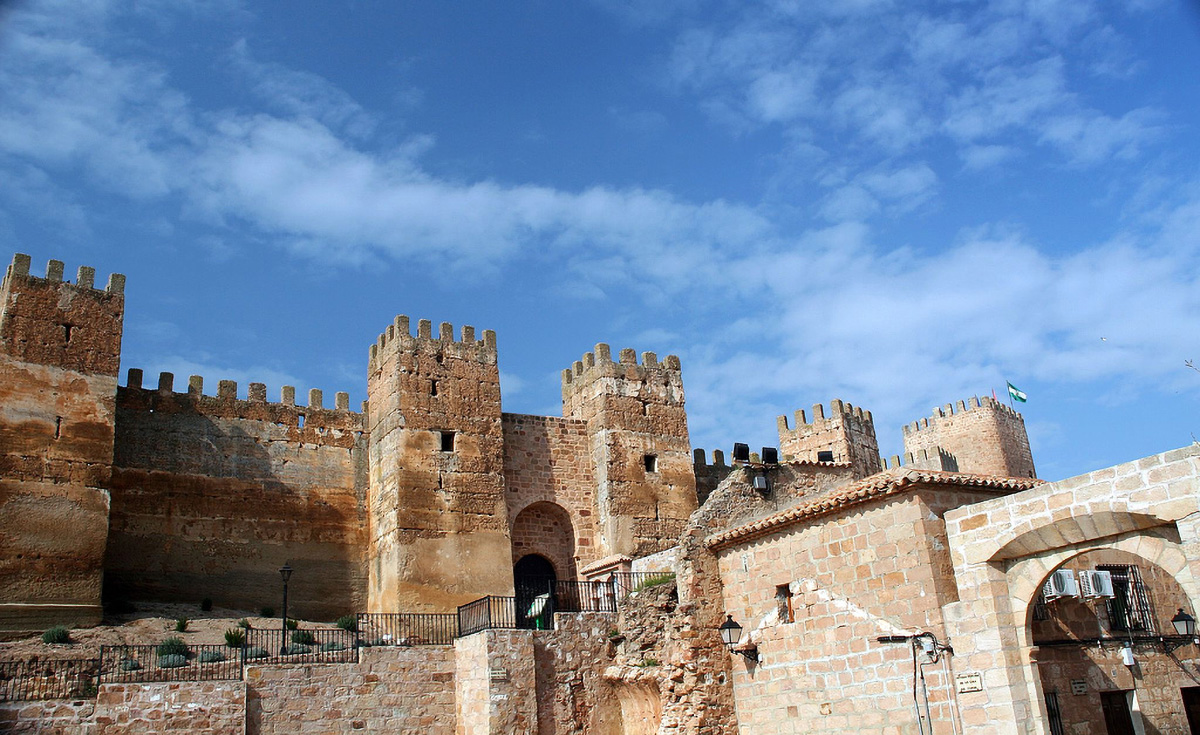 The façade of the castle in Baños de la Encina